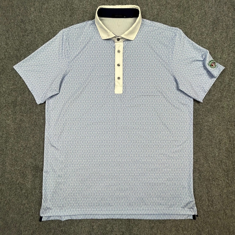 Greyson Polo Shirt Mens XL Blue Diamond Medinah Country Club Golf Performance